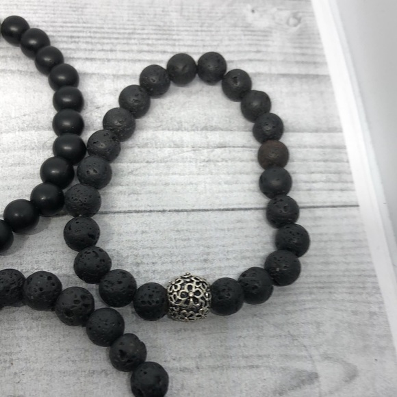 Bundle lot 5 lava stone and gemstone stretch/roll on bracelets boho style - Picture 5 of 7